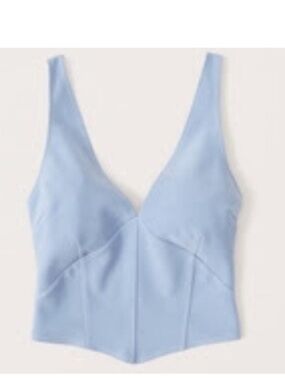 Abercrombie & Fitch Powder Blue Structured V-Neck Corset Tank